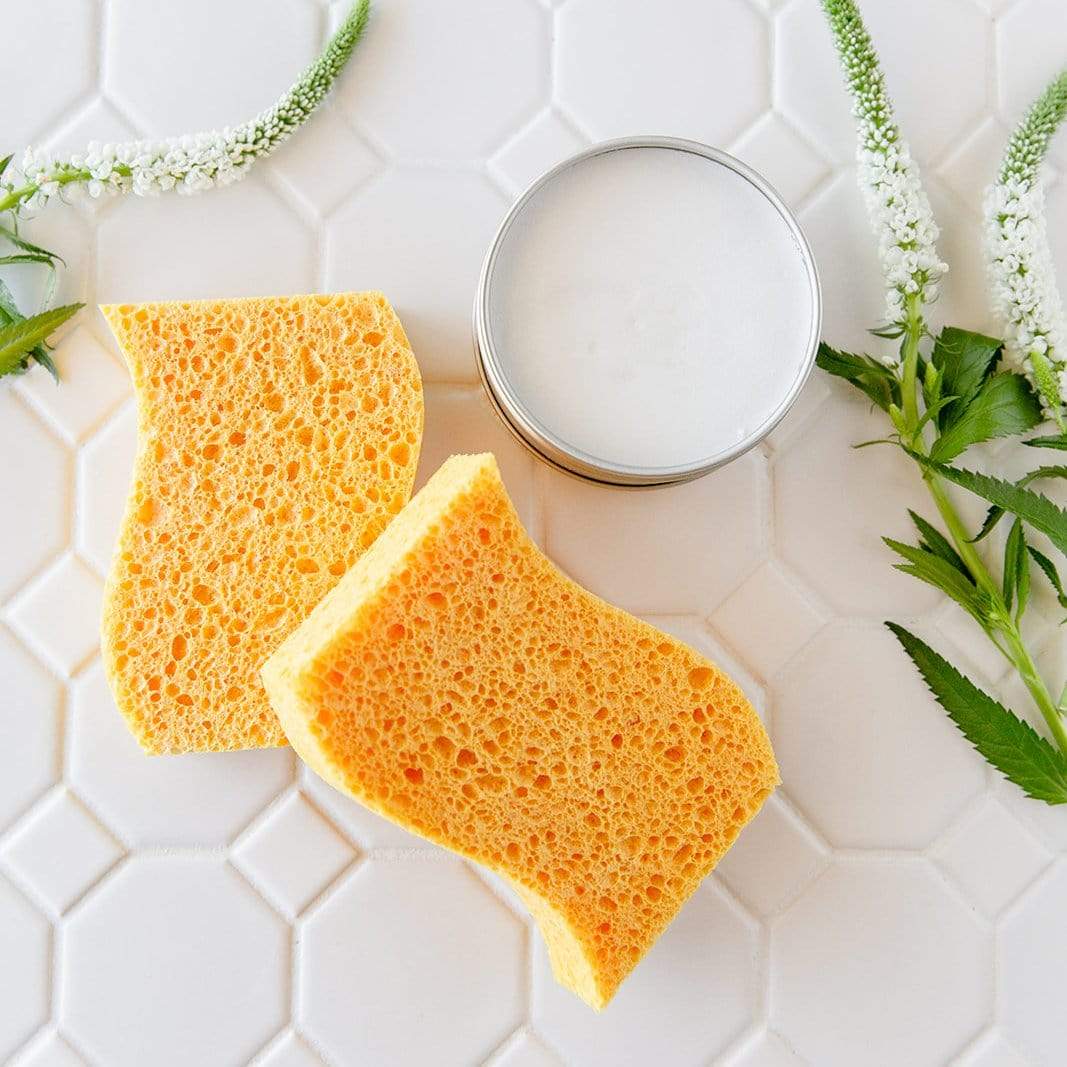Zero Waste Club Biodegradable Sponges - Zero Waste Sponges - Biodegradable, 100% Wood Pulp, 2 Sponges