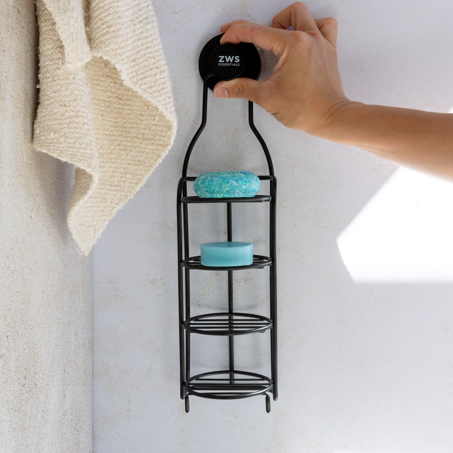 ZWS Essentials Shower Tower - Self Draining Shower Caddy, Bar Soap Holder For Shower Wall