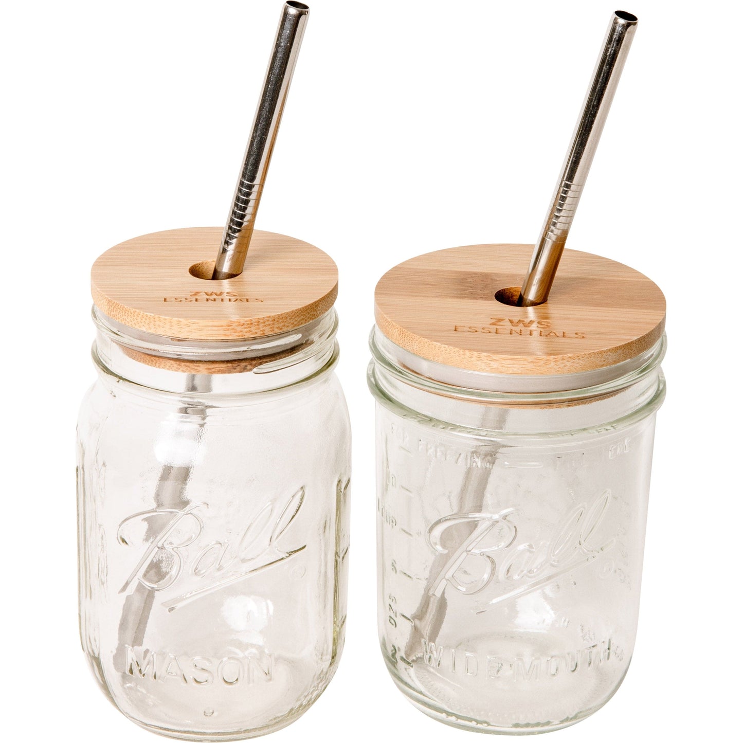 ZeroWasteStore.com Mason Jar Kit- Mason Jar, Bamboo Lid, Stainless Steel Straw